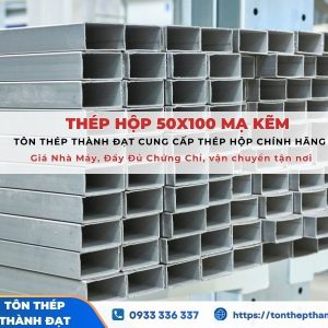 Thép hộp mạ kẽm 50x100