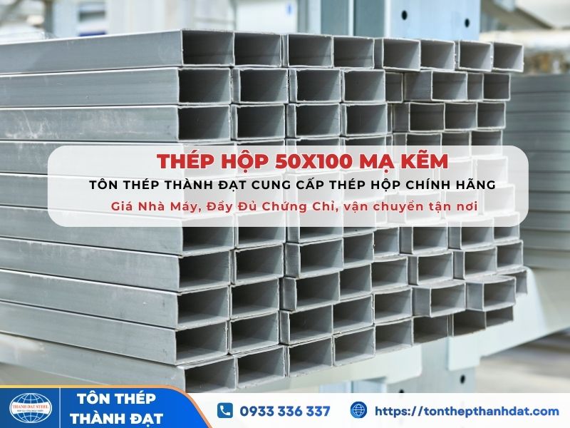 Thép hộp mạ kẽm 50x100